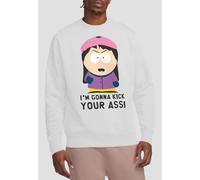 South Park Im Gonna Kick Your Ass Crew Sweatshirt, White | Size: Medium South Park White M