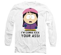 South Park Im Gonna Kick Your Ass Mens Long Sleeve T Shirt, White, Small