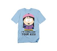 South Park Im Gonna Kick Your Ass T-Shirt, Light Blue | Size: Medium South Park Blue M
