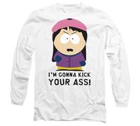 South Park Im Gonna Kick Your Ass Unisex Long Sleeve T Shirt, White, Medium