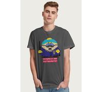 South Park Men's Eric Cartman Respect My Authority Police Pixelated T-Shirt in Charcoal | Size: Medium South Park Charcoal M