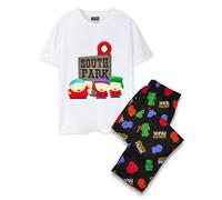 South Park Men's Front Character Top & All Over Print Bottoms Short Sleeve in Black | Size: Small South Park Black S
