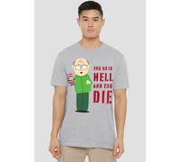 South Park Mr. Garrison Hell T-Shirt, Athletic Heather in Grey | Size: XL South Park Grey XL