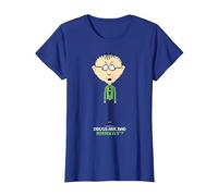 South Park Mr Mackey Drugs are Bad Mmmkay Pixelated T-Shirt, Women, Royal Blue, Large