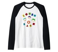 South Park Multi Color Friend Group Faces Raglan Baseball Tee