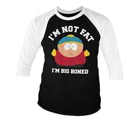South Park Officially Licensed I'm Not Fat I'm Big Boned Baseball 3/4 Sleeve T-Shirt (White-Black), M
