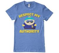 South Park Officially Licensed Respect My Authority Mens T-Shirt (Blue-Heather), Large