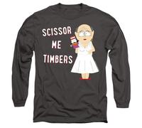 South Park Scissor Me Timbers Mens Long Sleeve T Shirt, Charcoal, Medium