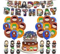 South Park Theme Kids Happy Birthday Party Supplies Decoration Set Balloons Banner Cake Topper Cupcake Toppers Kit