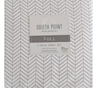 South Point Home Fashions 4-Piece Printed Sheet Set - Full/Twin| 17" Extra Deep | Cool, Crisp, Breathable Bed Sheets - Brushed for Softness (Chevron Grey, Full)