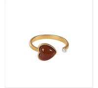 South Red Heart-Shaped Ring Silver Plated Red Agate Loving Heart with Opening Ring Fashion New Year Peach Heart Silver