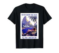 South Sea Isles Retro Travel Poster Oceania Vintage Airlines T-Shirt