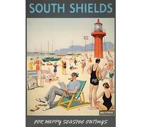 South Shields Traveling Poster - A4 Wall Art, Wanderlust Print, Inspirational World Map, Vintage City, Retro Poster, Home Decor for Living Room, Office, Gift Idea for Travel Lovers