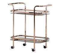 South Shore Maliza Bar Cart-Rose Gold and Smoked Glass