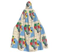 South Sudan Composition Map Print Adults Hooded Cloak, Halloween Robe Hooded Cape Witch Wizard Cosplay Costumes For Men Women
