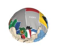 South Sudan Composition Map Print Hair Cap With Adjustable Elastic Band And Vibrant, Shower Cap For Women Reusable Waterproof