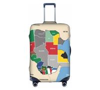 South Sudan Composition Map Print Travel Elastic Suitcase Luggage Baggage Cover Protector, Washable And Anti-Scratch, White, L