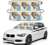 South Sudan Composition Map Print Windshield Cover, Durable 600d Oxford Waterproof Winter Windshield Protector