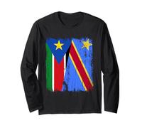 South Sudan Congo Half Flag South Sudanese Congolese Pride Long Sleeve T-Shirt