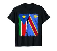 South Sudan Congo Half Flag South Sudanese Congolese Pride T-Shirt