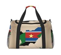 South Sudan flag map with yellow star print Travel Duffle Bag Gym Bag for Women,Puffer Tote Bag,Weekender Overnight Bag Organizer, Black, One Size
