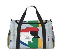 South Sudan flag map01 print Travel Duffle Bag Gym Bag for Women,Puffer Tote Bag,Weekender Overnight Bag Organizer, Black, One Size