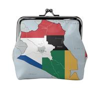 South Sudan flag map01 small makeup bag for purse,kiss lock bank card storage bag retro compact multifunctional change bag, Black, One Size, Art Deco