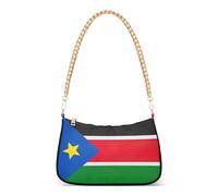South Sudan Flag Print Shoulder Purses for Women Moon Purse Hobo Bags Chain Strap Zipper Trendy Purse