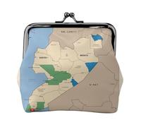 South Sudan location map small makeup bag for purse,kiss lock bank card storage bag retro compact multifunctional change bag, Black, One Size, Art Deco
