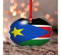 South Sudan Stained Glass Window Hangings Global World Flag Travel Trip Round Ornament Keepsake National Country Flags Sailor Sailing Acrylic Christmas Bauble Gift for Mom Women Aunt Sister Friends