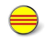 South Vietnam Flag Round Brooch Pin Lapel Pins Tie Suit Dress Accessories Wedding Birthday For Men Women