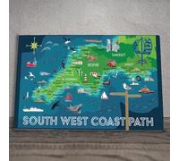 South West Coast Path Map Ceramic Picture Tile Plaque Sign Wall Art Kate Pearson