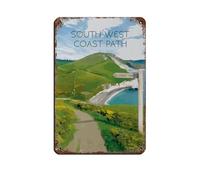South West Coast Path National Trail Retro Poster Metal Tin Sign Chic Art Retro Iron Painting Bar People Cave Cafe Family Garage Poster Wall Decoration 8x12inch(20x30cm)