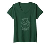 South West Coast Path SWC Lands End Coast Trail Cornwall V-Neck T-Shirt