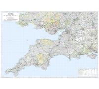 South West England Wall Map (119 x 82 cm) - Large Detailed Regional Map | Cornwall, Devon, Bournemouth & Isle of Wight | 1:300,000 Scale | Colour Road Network & Coastal Reference Map