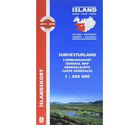 South West Iceland Map 1:300 000 - text in Icelandic, English, German and French: Sudvesturland, Fjördungskort. Mit Informationen und Farbfotos. Text ... französisch. (Islandskort / Mal og menning)