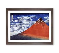 South Wind Clear Sky By Katsushika Hokusai Asian Japanese Framed Print | A2 Walnut Framed Wall Art | Ready to Hang | Asian Landscape Picture | Living Room Bedroom Lounge Office