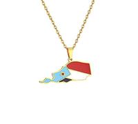 South Yemen Flag Pendant Necklaces - Enamel Drop Oil Trendy Southern Yemen Ethnic Flag Creative Pendant,Personalized Necklace Hip Hop Friendship Ethnic Fashion Jewelry,Yellow,50Cm Or 19.7 Inches