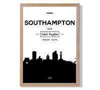 Southampton Black and White City Skyline Framed Print SIZE: A3 with Oak Frame ARTZE Black A3