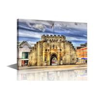 Southampton England Wall Decorations for Living Room Medieval Gatehouse Canvas Wall Art Prints and Posters 1 Piece Southampton Home Decoration Modern Artwork Framed Ready to Hang (16''Wx 24''H)