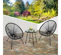 Southbury Designer Egg String Chair Bistro Garden Set - Black