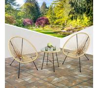 Southbury Designer Egg String Chair Bistro Garden Set - Natural
