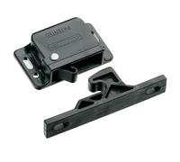 Southco C3-803 Series Passivated Plastic Grabber Catch Side Mount Concealed Push-To-Close Latch with Blue Spring, 13N Pullup, Black