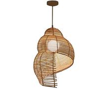 Southeast Asia DIY Bamboo Pendant Light Creative Conch Shape Wicker Chandelier Natural Wood Rattan Hanging Lamp Japanese Teahouse Loft Restaurant Bar Dining Room Ceiling Lighting Fixture,?35cm