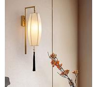 Southeast Asia Wall Light Indoor Fabric Wall Sconces Single Copper Wall Lantern Linen Lampshade Vintage Elegant Tassel Bedroom Living Room Dining Room Wall Lamp