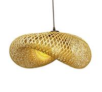 Southeast Asian Style Bamboo Woven Pendant Lamp Decorative Chandelier Ceiling Lamp Handwoven DIY Rattan Wicker Lampshade Basket Light Fixture for Farmhouse Bedroom Living Room