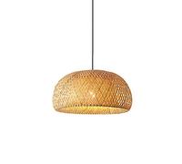 Southeast Asian Style Hanging Light, E27 Rattan Height Adjustable, Hand Woven Double-Layer Bamboo Lampshade, Dining Room Kitchen Corridor Decoration Pendant Lamp (14.9in)