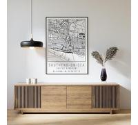 Southend on Sea England City Street Map Print Southend on Sea Wall Art Home deco Poster A5 - Wall Art Home Decor Movie Poster Canvas Film Cinema Retro Vintage Cult Classic Nostargic Saga Modern repri