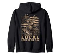 Southern Boy Hunting Trout Fishing Deer Duck Wildlife Nature Zip Hoodie