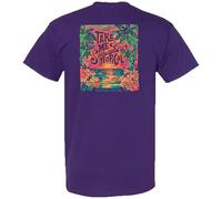 Southern Couture Classic Collection Women's Graphic T-Shirt - Take Me Somewhere Tropical Sunset Palm, Purple Cotton Tee, Purple, XXL